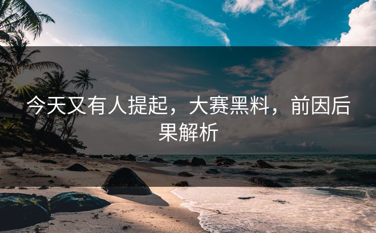 今天又有人提起，大赛黑料，前因后果解析